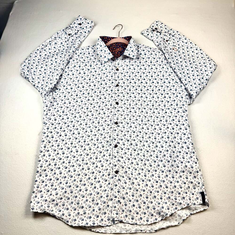 Sugar Men's Long Sleeve Button Up Shirt With Geometric Pattern